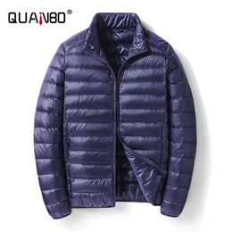 Men's Down Parkas QUANBO Men's Lightweight Packable Down Jacket Breathable Puffy Coat Water-Resistant Top Quality Male Puffer Jacket 220916