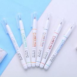 0.5mm Two-color Line Pen Multi-Function Drawing Graffiti PUSH-TYPE FLUORESCENT Color Gel Ink Stationery