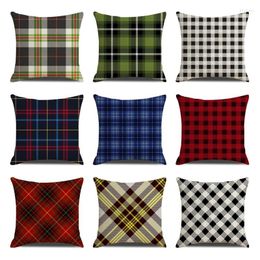 Pillow Retro Geometric Pillowcase 45x45cm Home Bedroom Sofa Decoration Throw Case Simple Colorful Plaid Stripe Cover