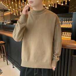 Men s Sweaters Autumn Winter Clothes Pure Colour Fashion Clothing Crewneck Knitted Outwear For 220916