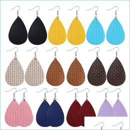 Dangle Chandelier Dangle Earring Pu Leather Geometry Double Sided Weave Rhombus Womens Jewellery Earrings Drop Delivery 2021 Dhseller20 Dhkmw