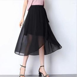 Skirts 11 Colour 2022 Women Summer Bohemian Holiday Beach High Waist Asymmetrical Chiffon Maxi Long -