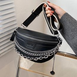 Evening Bags Solid Color Women's Fanny Pack High Quality Waist Bag Chain Shoulder Crossbody Chest Female Belt Designer Brand Handbag