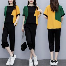 Women's Two Piece Pants Summer Casual Trousers Suit Set Fashion Loose Ensemble Femme Deux Pieces Year-old Female Costume Clothes For Women