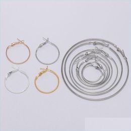 Hoop Huggie 10Pcs/Lot Gold Round Earring Hoop Hooks For Jewellery Making Finding Diy Earrings Accessories Supplies 1501 Q2 Drop Deliver Dh9Jm