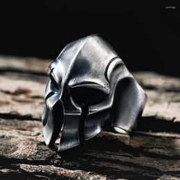 Cluster Rings Punk Men's Vintage Ring Spartan Warrior Mask For Male Strange Jewellery Gift