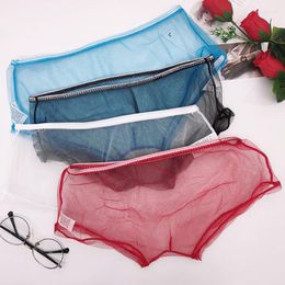 Underpants Men Panties Mens Underwear Solid Colour Ultra-thin Breathable Boxer Shorts For Male Boxershorts Mesh 2022