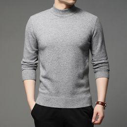 Men s Sweaters Autumn Winter Mens Pullover Mock Neck Fashion Solid Colour Thick and Warm Bottoming Shirt Male Brand Casual Sweater 220916