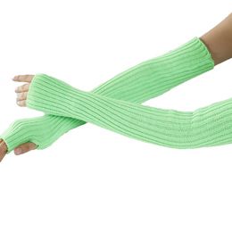 Women's Autumn Gloves And Winter New Solid Color Half Finger Gloves Long 8-Line Twist Knitting Warm Open Sleeve Arm CPA4366 F0916