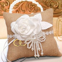 Party Decoration Lace Pearls Romantic Ring Pillow Wedding Ceremony Flower Girl Basket European Style Bridal Cushion For Decor