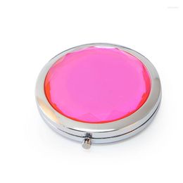 Compact Mirrors Pink Crystal Silver Metal Mirror Lady Handbag Folded Makeup For Lovely Wedding Favours / Girl Friend Birthday Gift