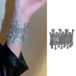 Knee Pads Full Rhinestone Shiny Bracelet For Women Crystal Stretch Bangle Wristband Elastic Wedding Bridal Jewellery Gift