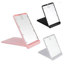 flip switch Australia - Compact Mirrors Makeup Mirror 8 LEDs Cosmetic With Touch Dimmer Switch Flip Cover Operated Stand For Tabletop Bedroom Travel S1