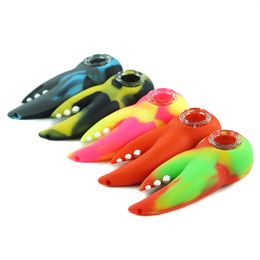 Hand pipe smoking silicone crab pincers shape unique style smoke pipes