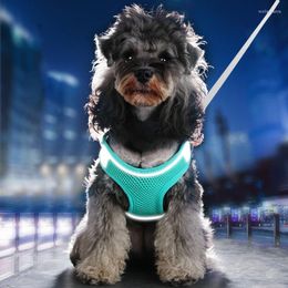 Dog Collars Harness Vest And Leash Set Cat Belt Accessories For Small Dogs Reflective Breathable Adjustable Outdoor Pet Supplies