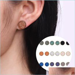 Stud Fashion Circar Crystal Stud Earrings Simplicity Alloy Resin Earring Studs Jewelry Plated Gold Womens Eardrop 1 15Cm G2B Drop Del Dhnoj