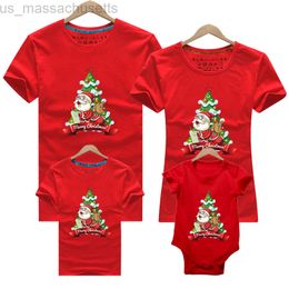 Family Matching Outfits New Year Father Mother Son Daughter Clothes Christmas Family Matching Outfits Women Men Kids Cartoon Print T-shirt Baby Rompers L220916