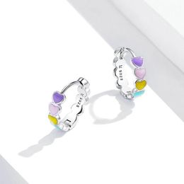 Charm Rainbow Heart Hoop Earrings Real 925 Sterling Sier Colorf Enamel Round For Women Wedding Jewelry Drop Delivery 2021 Dhseller2010 Dhfnm