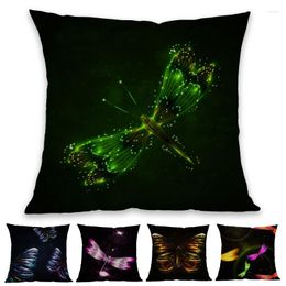 Pillow Colorful Noctilucent Flash Of Light Beautiful Butterfly Dragonfly Pattern Case Home Sofa Decoration Cover