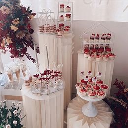 Christmas Decorations Origami Round Pillar Cake Dessert Table Wedding Party Decoration Banquet Stage Folding Roman Column Tray Table Arrangement Decor 220916