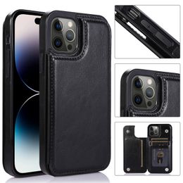 Vintage Leather Card Slots Holder Wallet Cases For iPhone 14 Pro Max 13 12 11 XR XS X 8 7 Plus Flip Stand Phone Cover Funda