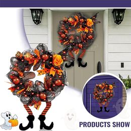 Party Decoration Halloween Wreaths Garland Skull Pumpkin Ornament Haunted House Horror Props Front Door Wall Home 220915