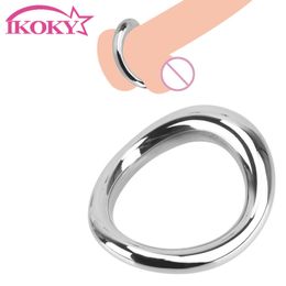 Cockrings Metal Cock Ring Scrotum Ball Stretcher Penis Bondage Chastity Lock Delay Ejaculation Stainless Steel Sex Toys for Men Adult Game 220916