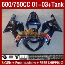 OEM Fairings & Tank For SUZUKI all dark blue GSXR600 750CC GSXR-750 K1 2001-03 152No.35 600CC GSXR 600 750 CC GSXR750 01 02 03 GSXR-600 2001 2002 2003 Injection Mould Fairing