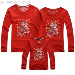 Family Matching Outfits Christmas Father Mother Son Daughter Clothes Family Matching Outfits Mom Dad And Me T-shirt Long Sleeve Cotton Cartoon Print L220916