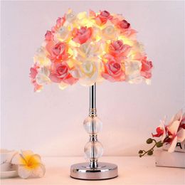 Table Lamps Modern Flower Bedside Crystal Lamp Creative LED For Living Room Girl Bedroom Decor Holiday Gift Light Fixtures