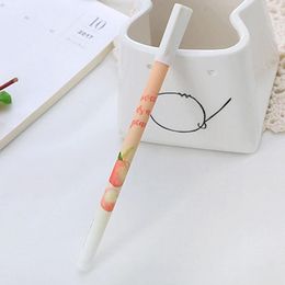 Stationary 10Pcs Useful Cartoon Peach Pattern Gel Pen School Supplies Black Ink For Kids