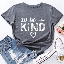 Women's T Shirts Be Kind T-shirt White Letters Printing Short Sleeve Summer Shirt For Women Casual O-Neck Female Oversized Top Tees Harajuku