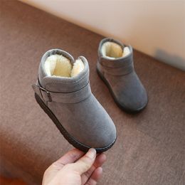 Boots Mumoresip Girls Boys Kids Children Winter Snow Warm Cotton Buckled Rubber Flock Fabric Soft Inside 220915