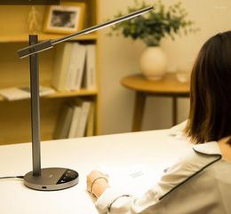 Table Lamps Timing Design Dimmable Intelligent Control Led Desk Lamp Rotatable Light Pole Reading With Usb Charge