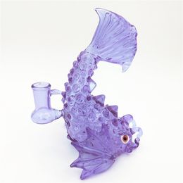 Bong Glass Water Pipe Hookah 14.4mm Female Joint Purple Gift Bongs Bubbler CCG Dab Rig Oil Rigs For Smoking Quarzt Perc Percolator Craftbong Accessory