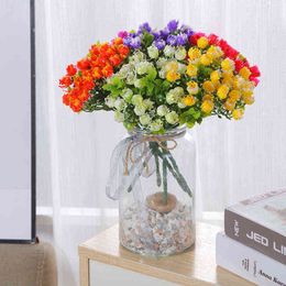 Faux Floral Greenery Milan Head Small Rose Bunch Of Artificial Flowers Outdoor Arrangement Plastic Flower Home Dining Room Living Room J220906