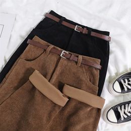 Women's Pants Capris Lucyever Women's Loose Corduroy Pants Vintage High Waist Straight Trousers Female Spring Autumn Casual Wide Leg Pants 220916