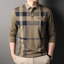 Men s Polos MLSHP Long Sleeve Plaid Shirts Spring Autumn Business Casual Male High Quality Simple Man Tees 3XL 220916