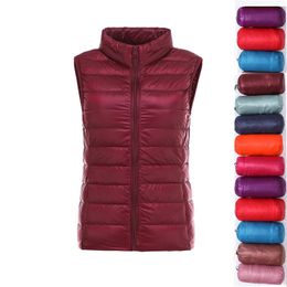 Women's Down Parkas Ultra-light Women's Winter Down Jacket Sleeveless White Duck Feather Warm Waistcoat Down Vest Outerwear Coats for Woman Packable 220916