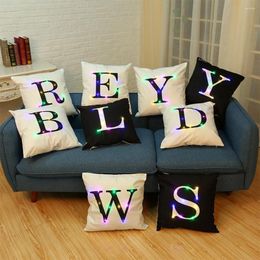 Pillow Case Breathable LED Light Flannel Letters Printed Cushion Cover For Home Decor