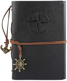 Leather Writing Notebook Blank Pages And Retro Pendants Vintage Nautical Spiral Diary Sketchbook Travel Journals