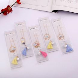 2pc Kawaii Great Rivers And Mountains Bookmark Cute Pearl Tassel Metal Accessories Book Mark Page Folder Office School Supplies