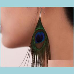 Dangle Chandelier Retro National Style Luxury Peacock Feather Earrings Colour Wild Fashion Trend 198 T2 Drop Delivery 2021 Jewellery Dhs Dhknd