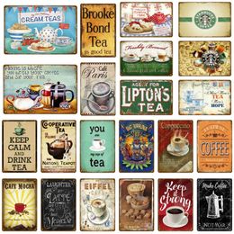 Classic Cafe Mocha Metal Painting Tin Signs Drink Tea Coffee Vintage Poster Wall Plate For Bar Home Kitchen Decor Wall Sticker Cooktail food dector