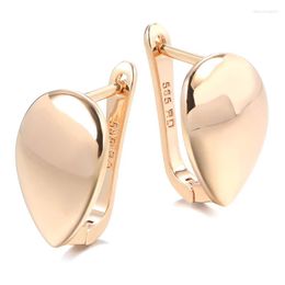 Hoop Earrings 585 Rose Gold Glossy For Women Water Drop Hanging Fashion Korean Party Jewelry 2022