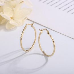 Hoop Earrings MIQIAO Real 18K Gold 20mm Pure AU750 Vintage Twist Earring Fine Jewelry Gifts For Women EA020