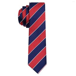 Bow Ties Brand High Quality 6CM Skinny Tie For Men Silk Polyester Fashion Blue Red Striped Business Suit Necktie With Gift Box