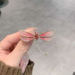 Korea Smart Painted Dragonfly brooch women 2022 new metal brooch badge pin coat suit accessories