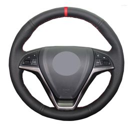 Steering Wheel Covers Hand Sewing Car Cover Wrap Red Marker For Changan CS75 2013 2014 2022 Braid On The