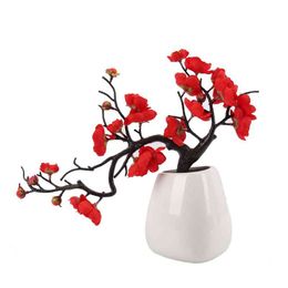 Faux Floral Greenery Fake Plum Blossoms Winter Plum Artificial Flowers Home Decoration Bridal Bouquets Wall Zen Flowers Bonsai Plums J220906